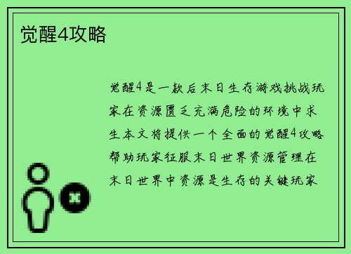 觉醒4攻略